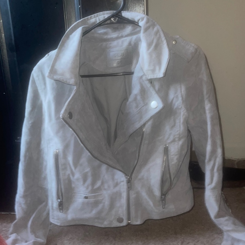 a grey suede jacket